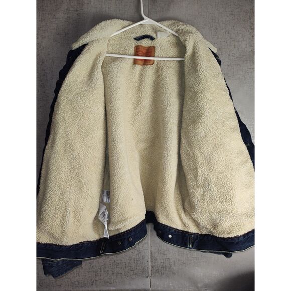 Levi's Blue Denim Sherpa Trucker Jacket Sz XL - Picture 3 of 7